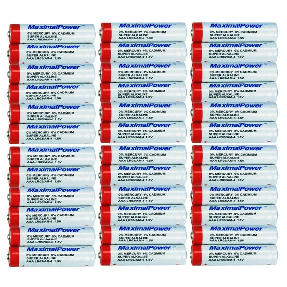 MaximalPower (36 Pack LR03 / AM-4 AAA 1.5V Super Alkaline Batteries - 140 Minutes