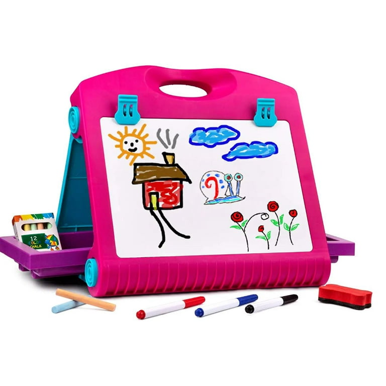 Skyelta Art Easel for Kids Ages 2-4 4-8 9-12,100+ Accessories,Magnetic  Chalkboard/Whiteboard,3-Level Height Adjustable,Gift & Art Supplies for Kids