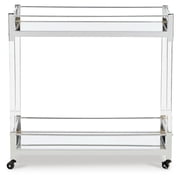 Signature Design by Ashley Casual Chaseton Bar Cart Clear/Silver Finish