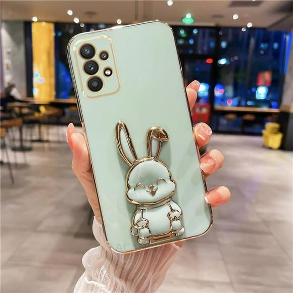 A 54 34 14 53 Luxury Plating Rabbit Holder Case For Samsung Galaxy A54 A34 A52 A53 A24 A14 A52 A53 A23 A13 Silicone Stand Cover