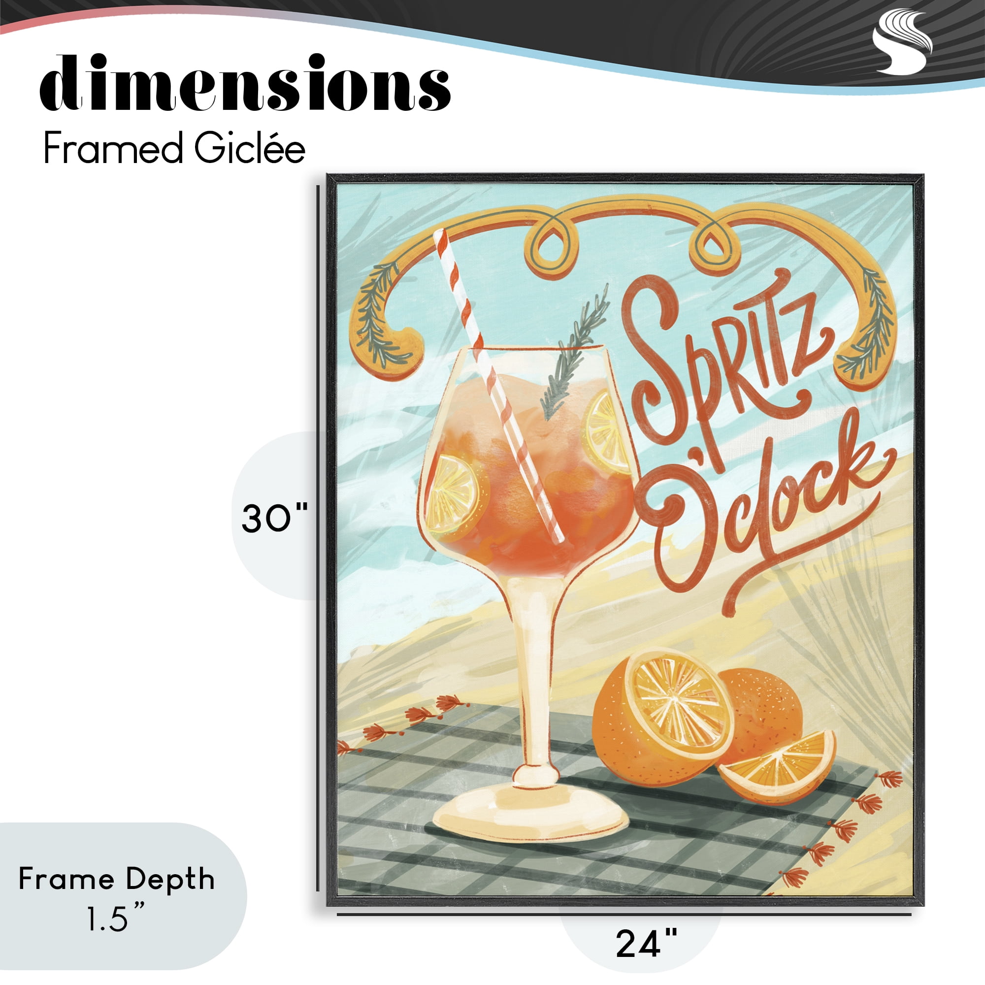 Stupell Industries Spritz O'Clock Citrus Cocktail Black Framed Giclee Art, design by Connie Summers
