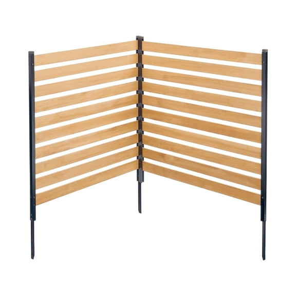 Wood Privacy Fence 2 Panel - Slatted AC Cover 38"W x 42"L - Outdoor Wooden Fence for Privacy, Trash Can Concealer, Garden Screen