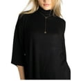 thumbnail image 3 of Jess by Meiko Women's Sweater Turtleneck Drop 3/4 Sleeves Solid Sweater XL Black, 3 of 7
