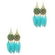 thumbnail image 1 of Qarigey Pendientes bohemios de 2 piezas, colgante de gotas para las orejas con borlas delicadas, accesorios huecos para mujer, regalo creativo, 1 of 6