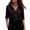 Black, variant on Women's Satin Silk Blouses Smoth Soft V Neck 3/4 Roll Tab Sleeve Shirts Elegant Business Casual Curved Hem Solid Color Tops XXXL