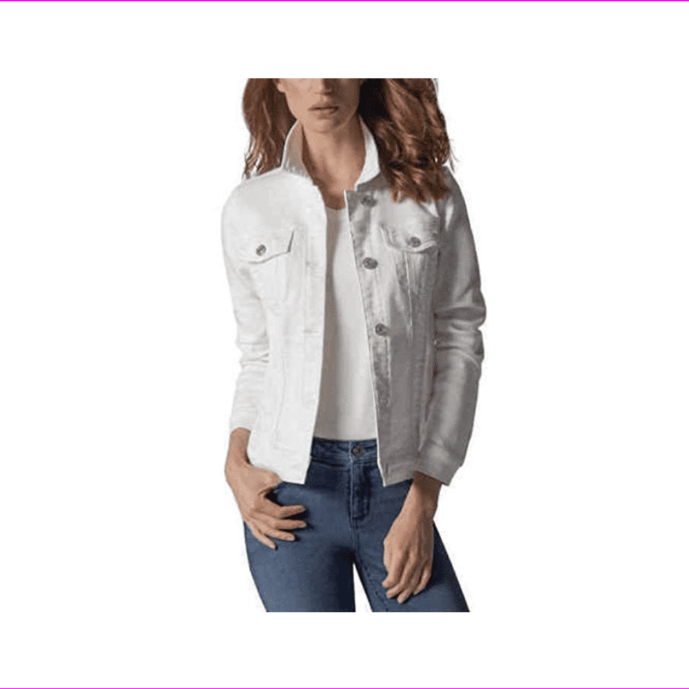 Buffalo Women's Soft button Fornt Denim Jacket S/White