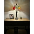 thumbnail image 4 of Tiffany Table Lamp Red Orange Blue Stained Glass Rose Flowers LED Bulbs Included Pull Chain Switches for Living Room Dining Room Bedroom Bedside 12"W*12"D*22"H, 4 of 5