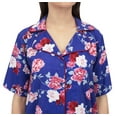 thumbnail image 5 of Bimba Royal Blue Floral Print Women Turn-Down Collar Sleepshirt Night Dress - 6, 5 of 5