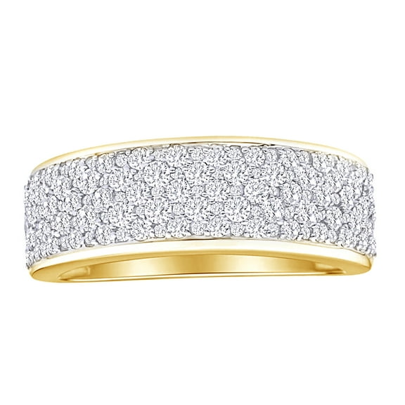AFFY White Natural Diamond Wedding Band Ring In 10k Yellow Gold (1 Cttw)
