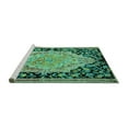 thumbnail image 2 of Ahgly Company Machine Washable Indoor Round Medallion Turquoise Blue French Area Rugs, 7' Round, 2 of 4