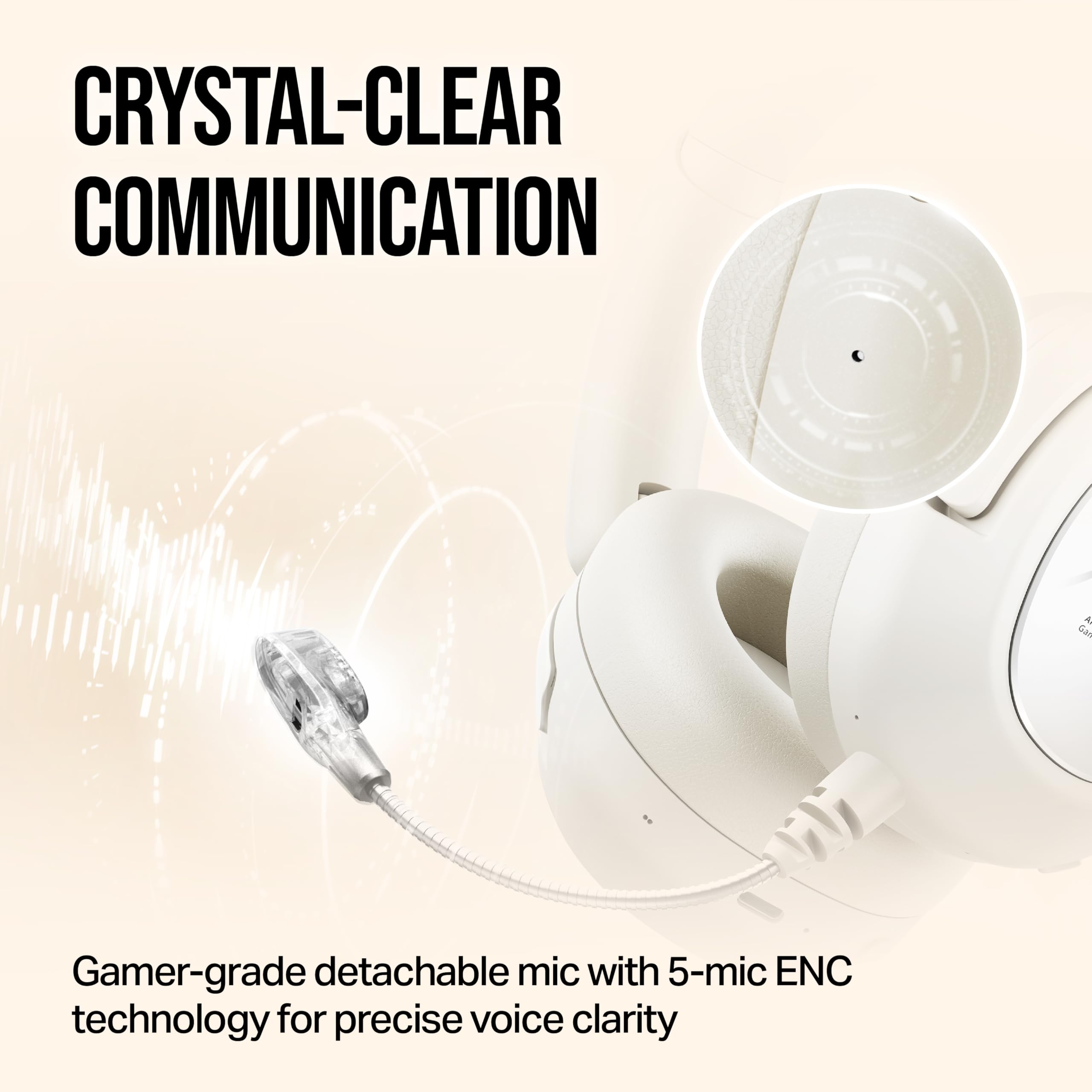 OXS Storm A2 Wireless Gaming Headset, Active Noise Cancellation, Over Ear Headphone with Mic, Bluetooth 5.4 & 2.4GHz Low Latency, Dual EQ Modes, 70H Playtime, for PC, Switch, PS4, PS5, Mobile, White