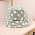 thumbnail image 6 of CoCopeaunts Women Bucket Hats White Polka Dots Lamb's Down Cute Basin Cap Female Outdoor Casual Hundred Autumn Winter Warm Hats, 6 of 8