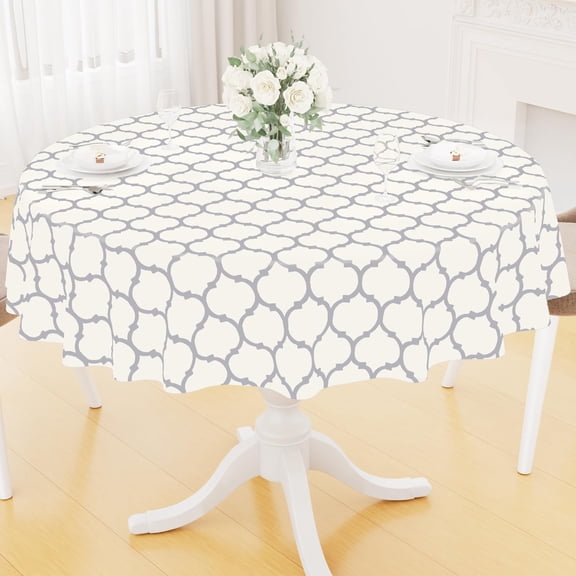 Odenmar Round Tablecloth 60 Inch, Geometric Pattern Polyester Table Cover, Washable Fabric Tablecloth for Dining Table, Kitchen, Indoor Outdoor Use