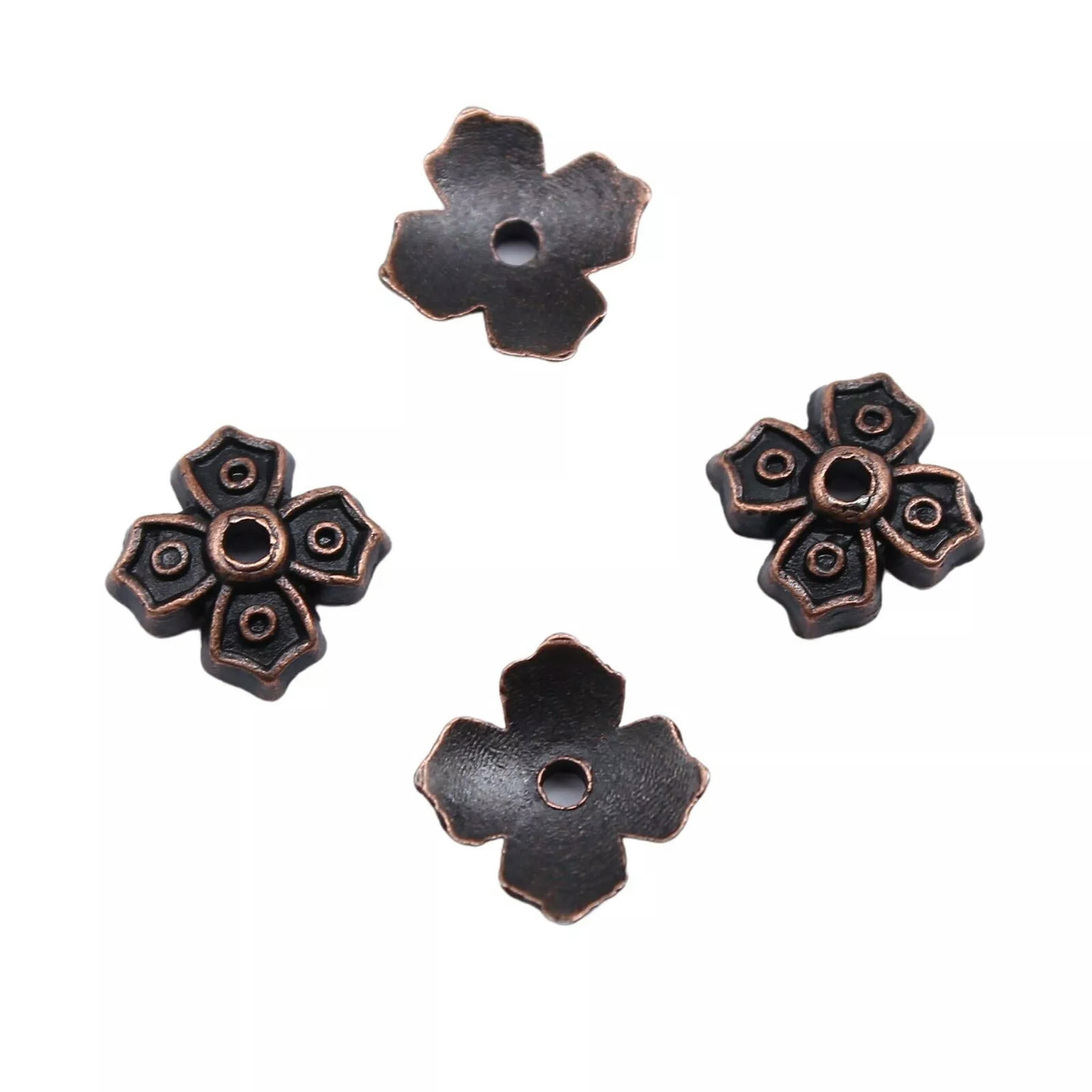 HOOUN 500 Pcs Antique Red Copper Bead Caps 7x7MM B11647