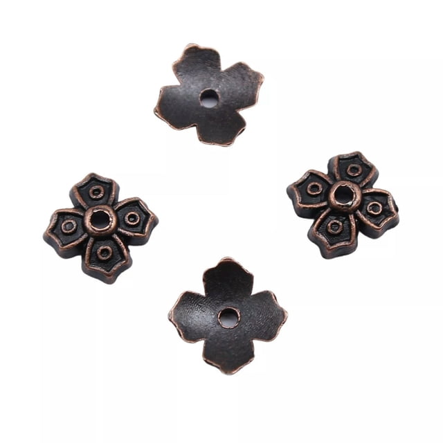 HOOUN 400 Pcs Antique Red Copper Bead Caps 7x7MM DIY Jewelry Making C15604