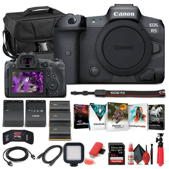 Canon EOS R5 Mirrorless Camera Body Only 4147C002 - Pro Bundle (International Version)