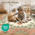 thumbnail image 4 of ODIKA 9'x12' Washable Area Rug Oushak Vintage Scrolling Vine Border Cream Farmhouse Boho Large Refined for Great Room, Indoor Concept, Living Low Pile, Flatwoven, 4 of 7