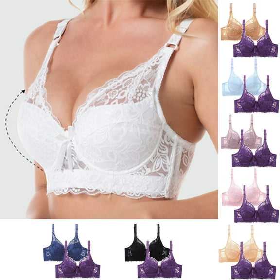 Hueook Nursing Bras for Breastfeeding 2PC Women Leopard-Print Front Buckles Underwear No Steel Close Bra Khaki 40D