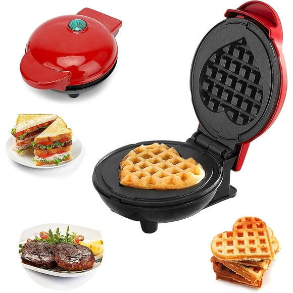 Round Mini Waffle Maker with Non-Stick Coating
