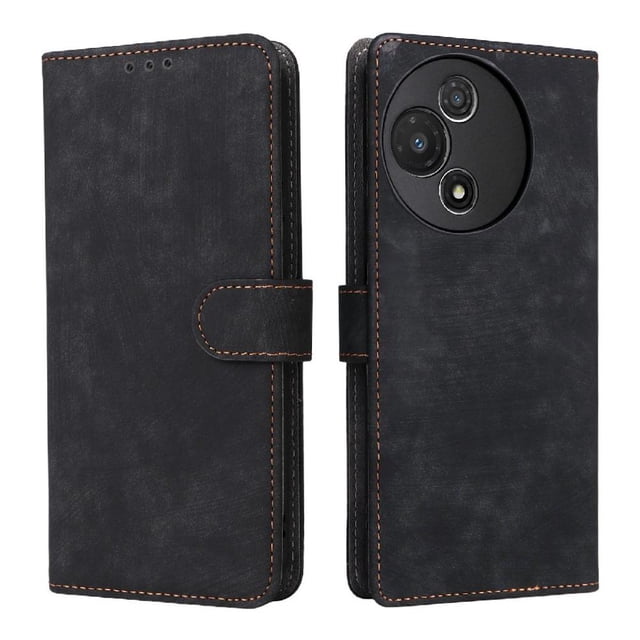 Phone Wallet Case for TCL 60R 5G with Stand - Leather Folio Cover & Card Slots Black