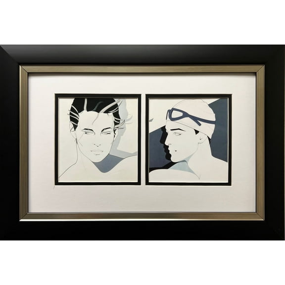 Patrick Nagel "Untitled #28 & #29" (Male Swimmers) CUSTOM FRAMED Art Print Generic