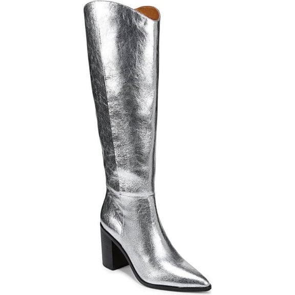 Franco Sarto Women's Ticada Pointed Toe Side Zip Knee-High Boots, Metallic Silver, Size 6 M