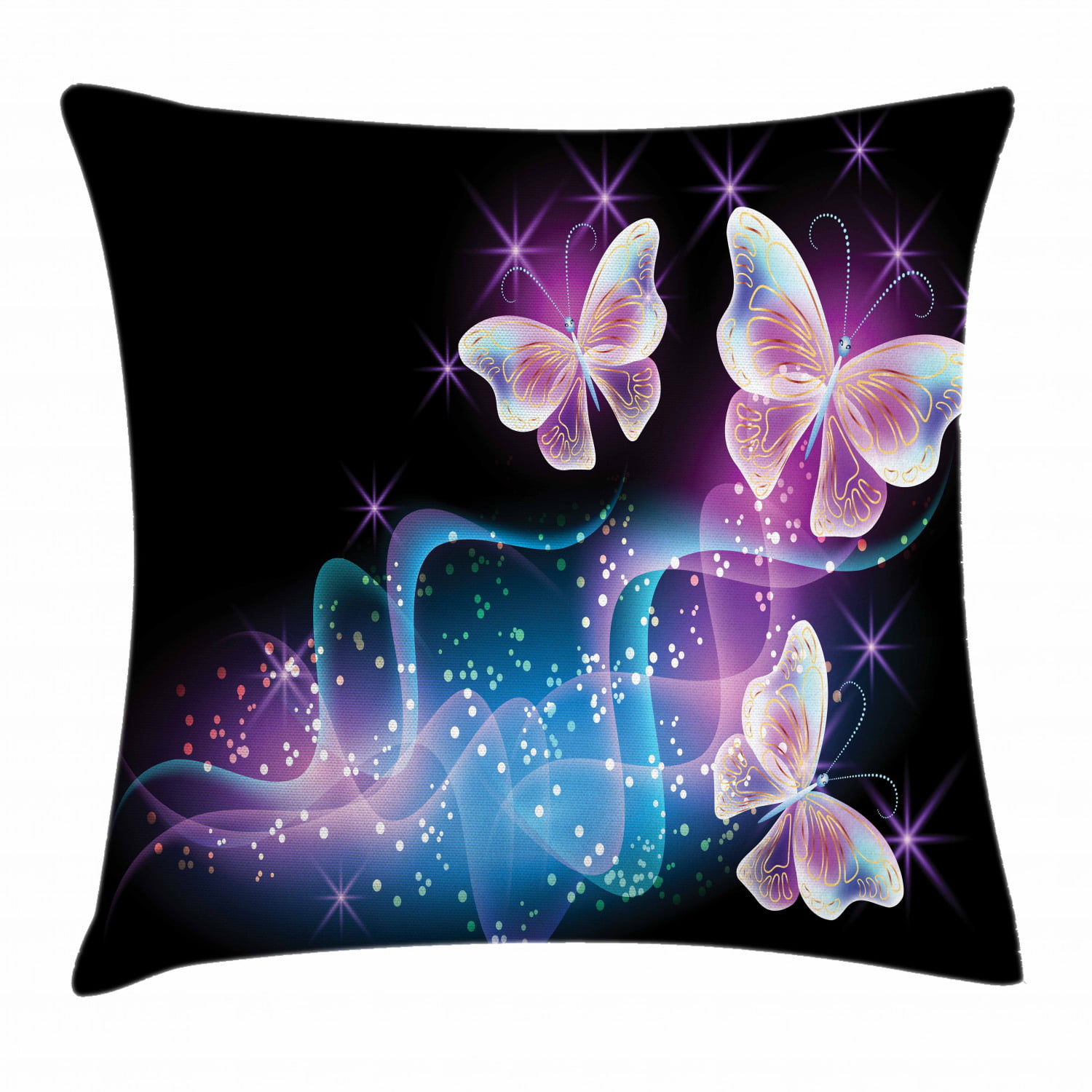 Butterfly Pattern Background Throw Pillow Multicolor 16x16