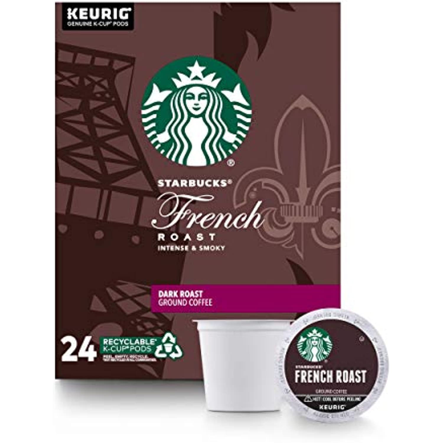 Starbucks Dark Roast KCup Coffee Pods — French Roast For Keurig Brewers — 1 Box (24 Pods