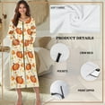 thumbnail image 6 of Yuyamidu Pumpkin Long Robes for Women Maple Leaves Mid-Length with Zipper Fall Thanksgiving Crewneck Bathrobe Elegant Sleep Nightgown Breathable Long Sleeve Sleepwear Gowns Size M, 6 of 7