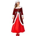 thumbnail image 1 of xiaxaixu Costumes de Noël Robe Reine pour Femmes, Patchwork en Peluche Manches Longues Col Carré Robe Mrs Claus Tenues, 1 of 6