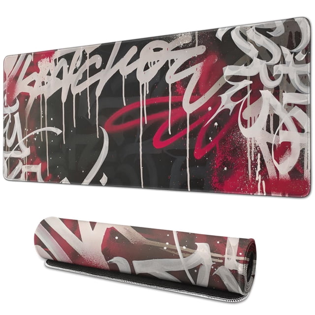 Premium Black Red Gaming Mouse Pad (31.5x11.8 inch) - Large Computer Desk Pad with Non-Slip Base and Stitched Edge for Maximum Control