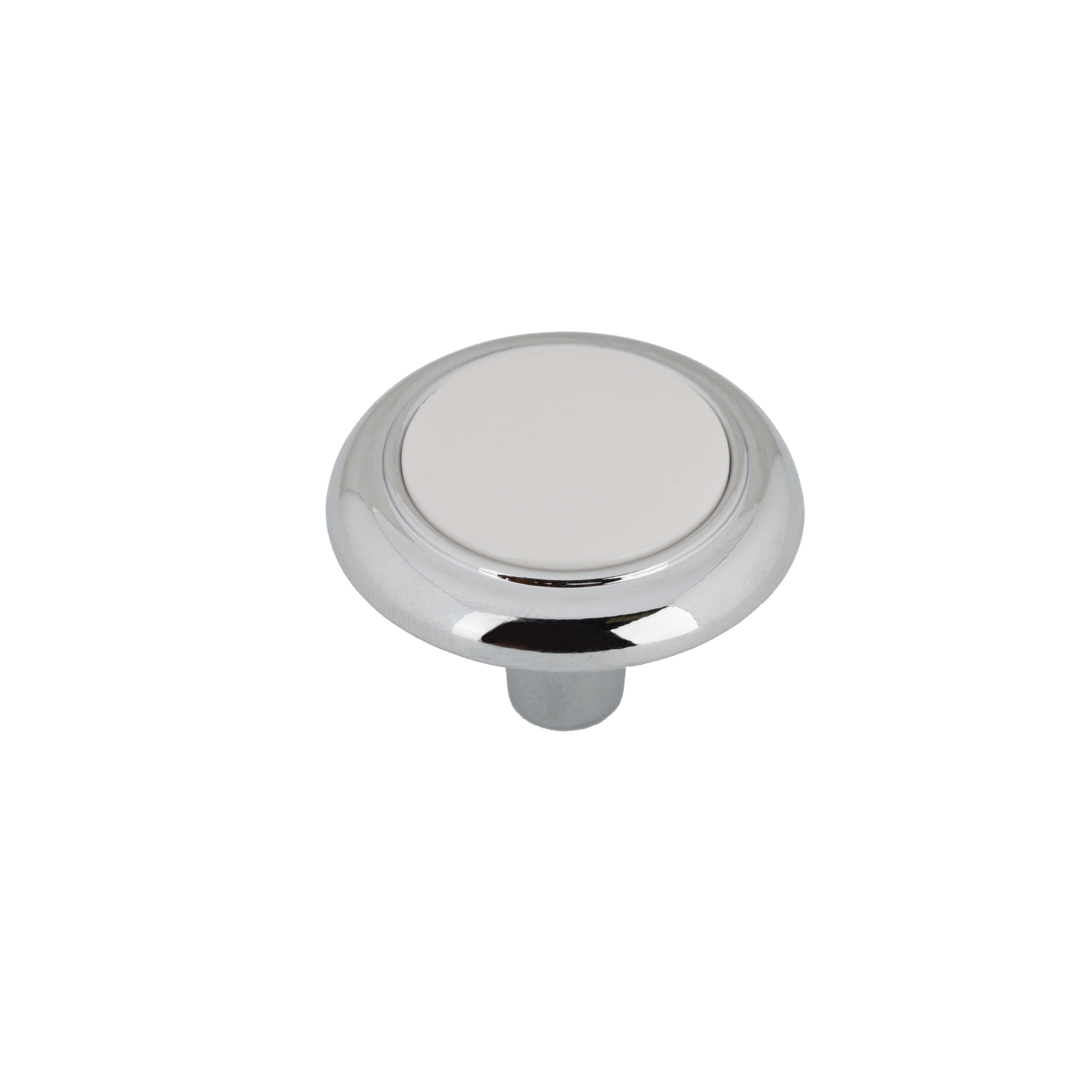 Mainstays 11/4" (32mm) Classic Knob, Chrome and White, 2 Pack