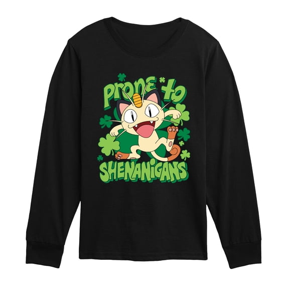 Pokémon - Shenanigans Meowth - Youth Boys Long Sleeve Graphic T-Shirt