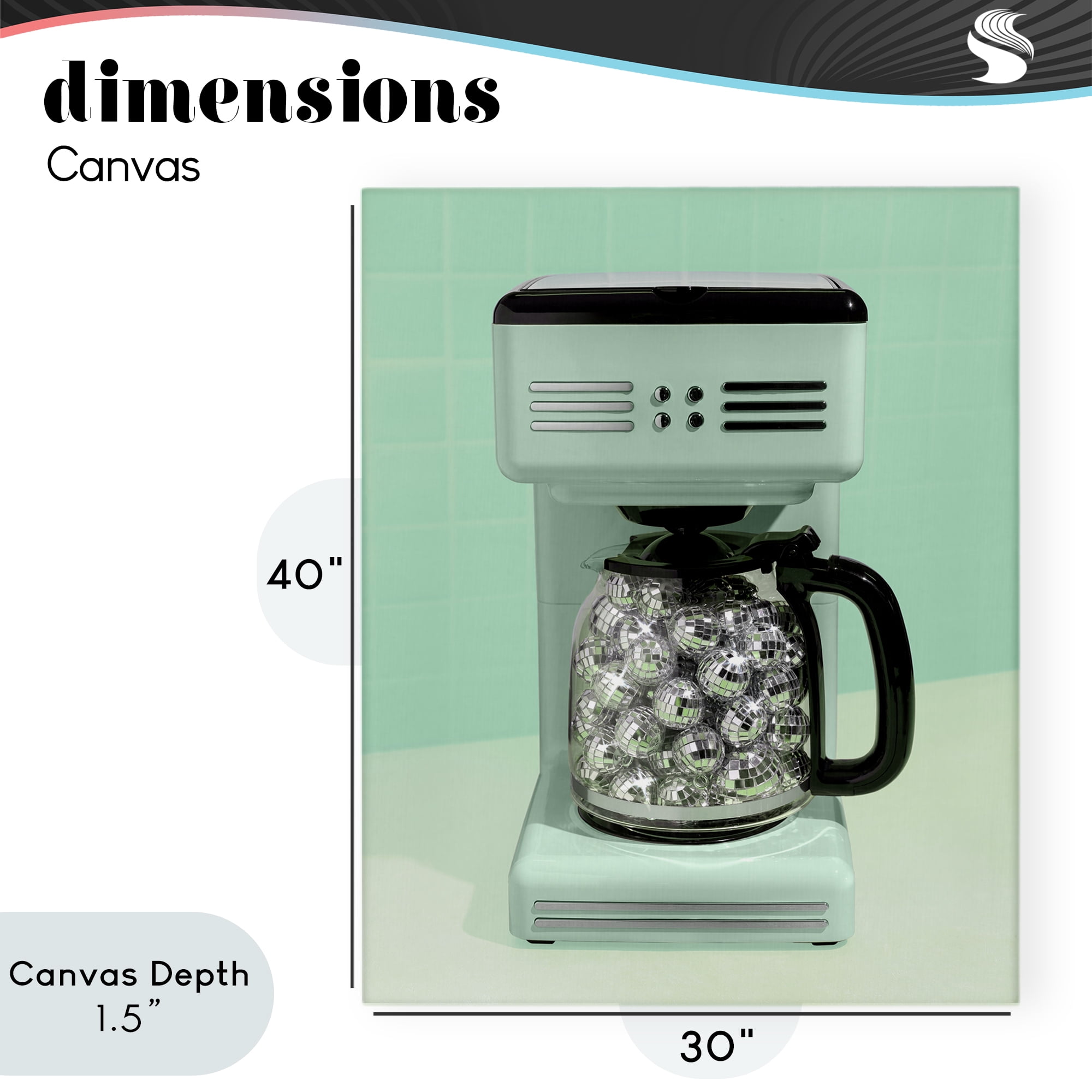 Stupell Industries Disco Coffee Maker over Green Canvas Wall Art, design by LISH Creative