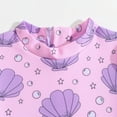 thumbnail image 5 of Baby Swimsuit Girl Back Zipper Bathing Long Sleeve Ruffle Cover Flower Print Kids' Swimwear Purple 0-6 Months, 5 of 6