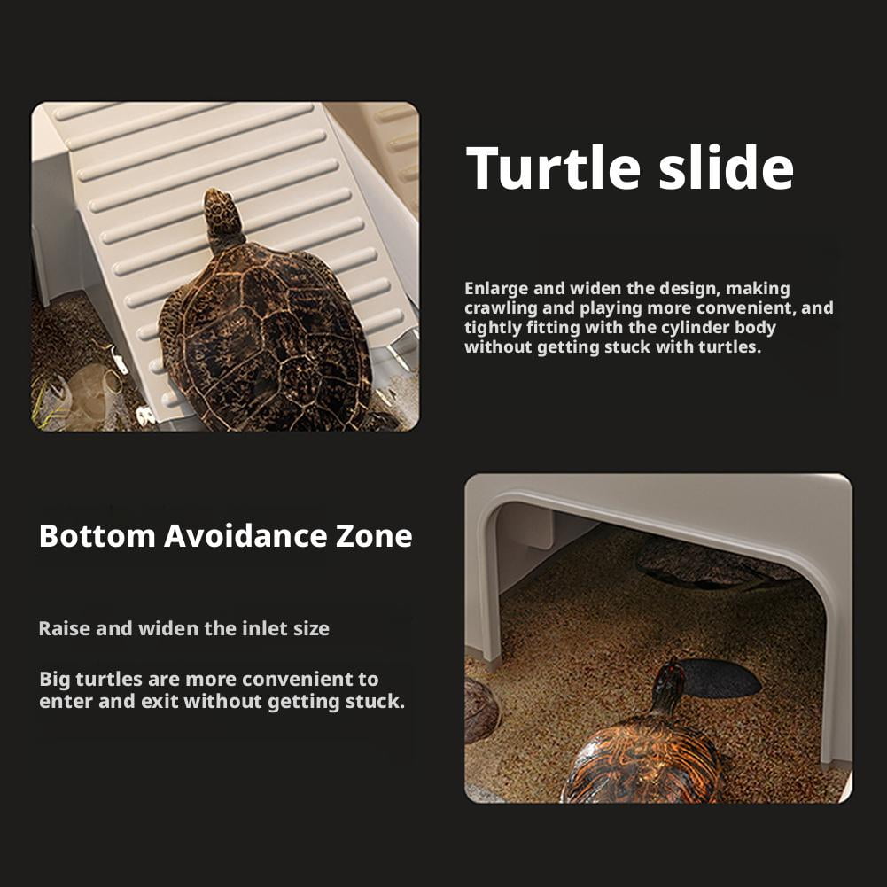 Turtle Tank Ecological Landscape Habitat, Small Luxury Terrapin Villa with Basking Platform, Drainable Breeding Tank for Red Eared Slider