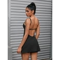 thumbnail image 2 of Unique Bargains Women's Tennis Dress with Built-in Bra Side Slit Slips Dresses L Black, 2 of 6