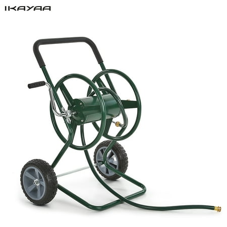 IKAYAA Garden Hose Reel Cart, Steel Frame 2 Wheel Outdoor Water ...