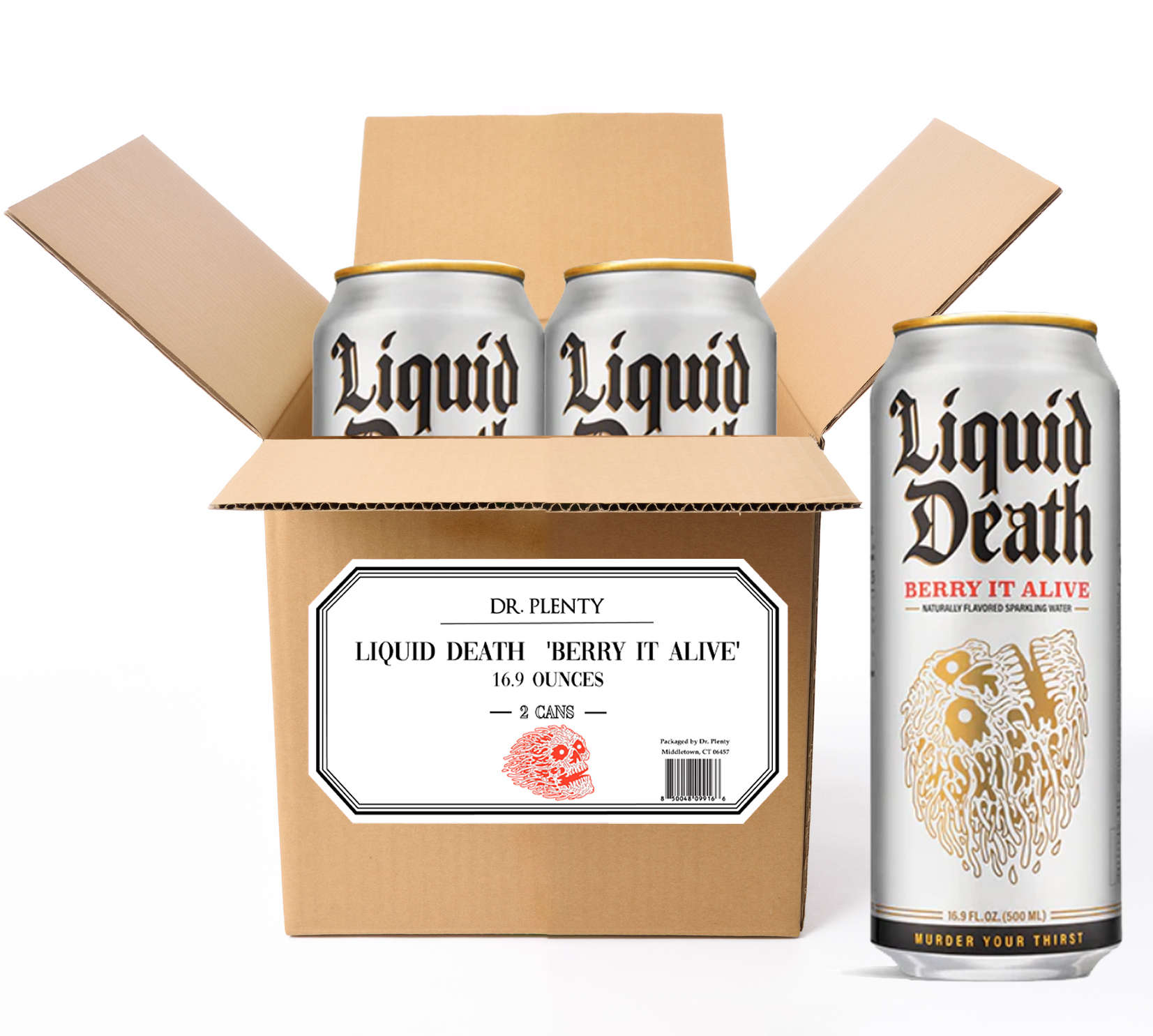 Liquid Death Berry it Alive (2 Cans) Flavored Sparkling Water, 16.9 oz Cans