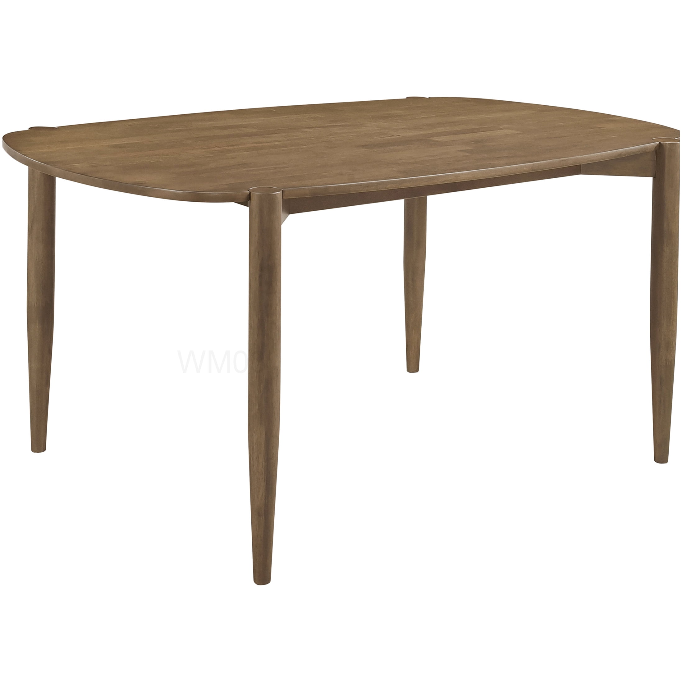 Modern Walnut Finish Dining Table, Solid Wood Rectangular Kitchen Table with Rounded Edges for Dining Room
