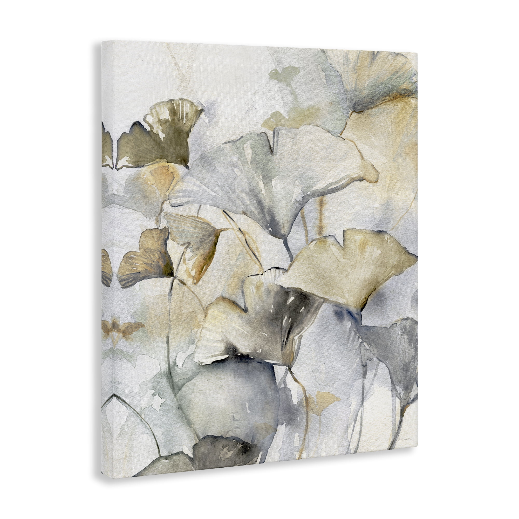Stupell Industries Abstract Gingko Leaves Plants & Flowers Painting Wrapped Canvas Art Print Wall Art, 24 x 30