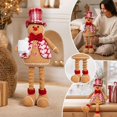 thumbnail image 6 of Christmas Gingerbread Man, Retractable Leg Standing Gingerbread Man Fabric Doll, Soft Stuffed Holiday Figurine, Plaid Cloth Standing Ornament for Mantel Shelf Tabletop, Home Holiday Party, 6 of 7