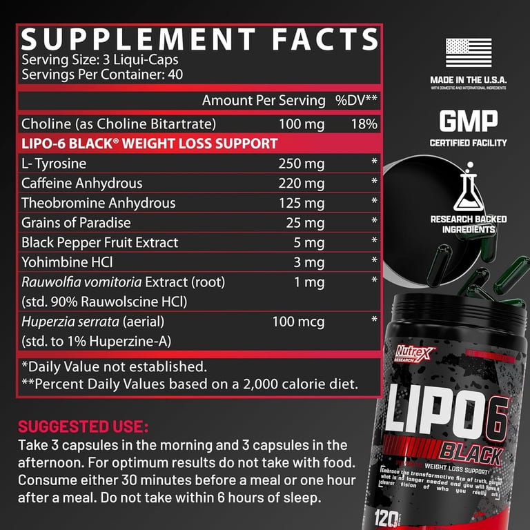 l carnitine vs lipo 6 black Nutrex Research LIPO-6 Ultra Concentrate Stim-Free V2,60 Capsules Nutrex Lipo 6 Black Ultra