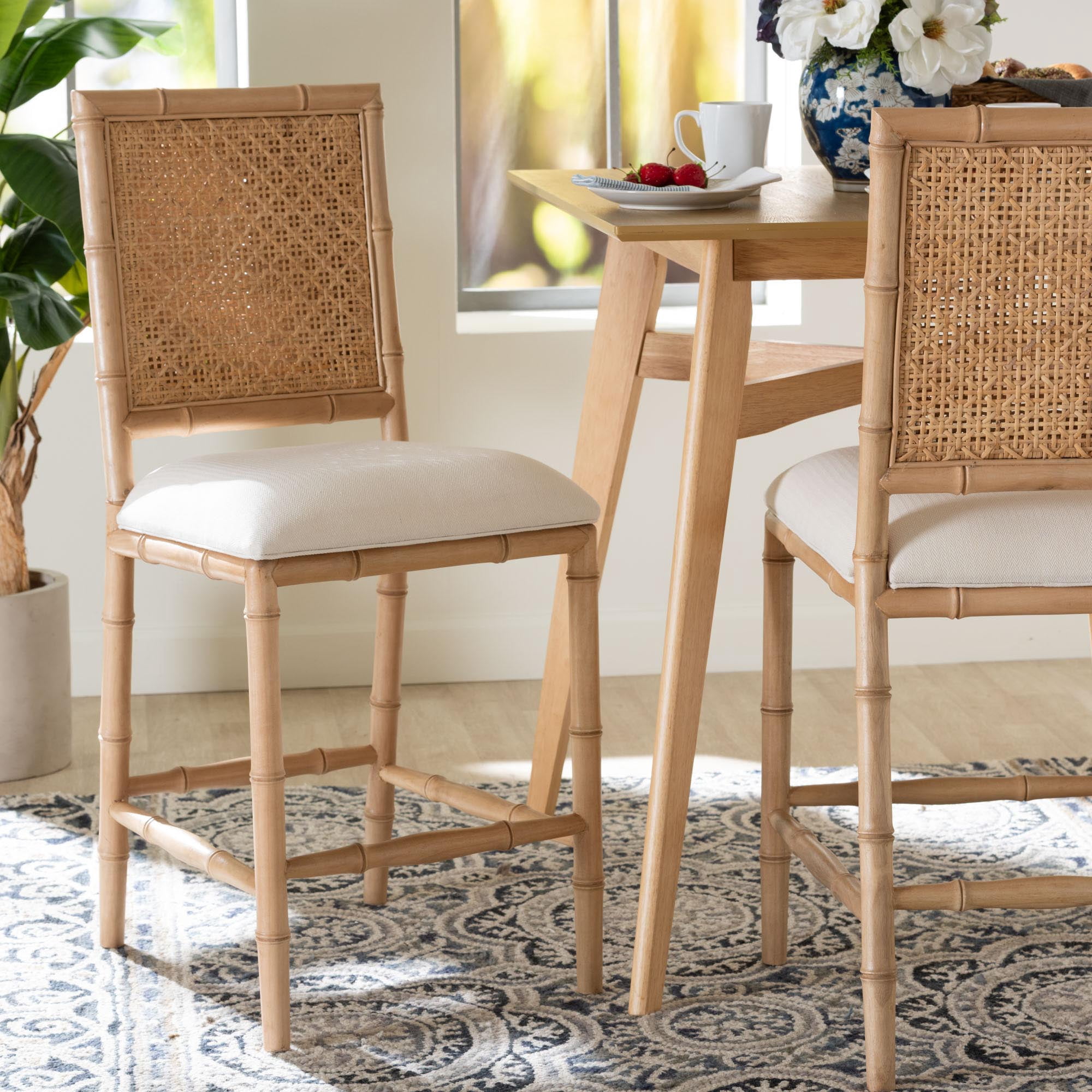 bali & pari Sandy Boho Counter Stool, Counter Height, Acacia Brown