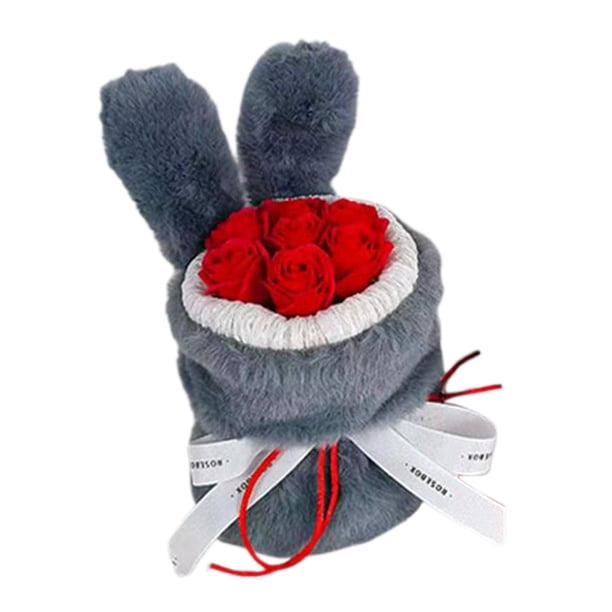 Ramo de flores para el hogar Jabón perfumado Rosas para ella Él Día de San Valentín Aniversario Boda Día de la madre Regalo de cumpleaños Gris Macarena Ramo de jabón