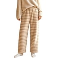 thumbnail image 3 of Women's Stripe Pajama Pants Casual Elastic Waist Loose Wide Leg Lounge Bottoms Comfy Casual Breathable Everyday Wear, 3 of 7