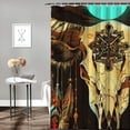 thumbnail image 2 of Orinice Cow Skull Feather Cross Bathroom Decoration Set with Hooks, Colorful Luxury Graphic Print Shower Curtain, Waterproof Bathroom Shower Curtain Set for Home Décor, 2 of 7