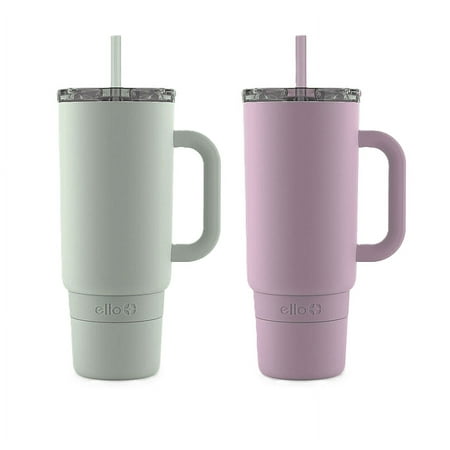 Ello Port 40-oz. Stainless Steel Tumbler with Handle Sage and Mauve 2 pk.