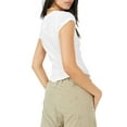 thumbnail image 3 of EYIIYE Hauts Basiques Unis pour Femmes, Blouses Ajustées à Col Rond, T-shirt à Manches Courtes, Ourlet Roulé, Hauts Courts pour Adolescentes pour l'Été, 3 of 5