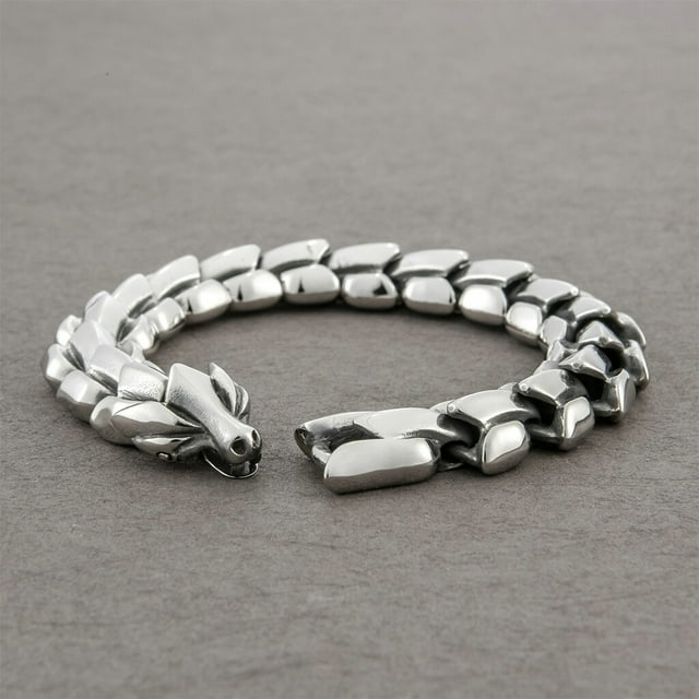 facefd Gothic Punk Bracelet Titanium Steel Dragon Scale Bangle Retro 7.48 inches